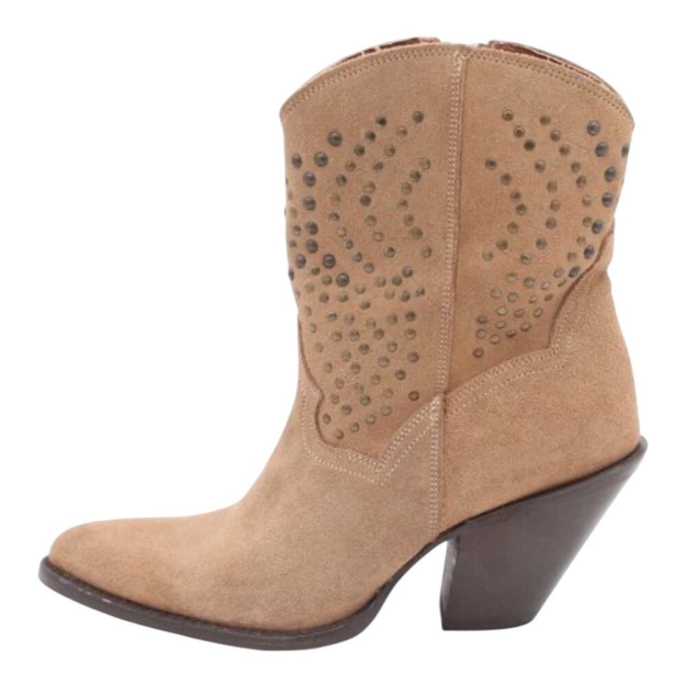 Dan Post Studded Suede Leather Boots Tan Women 9